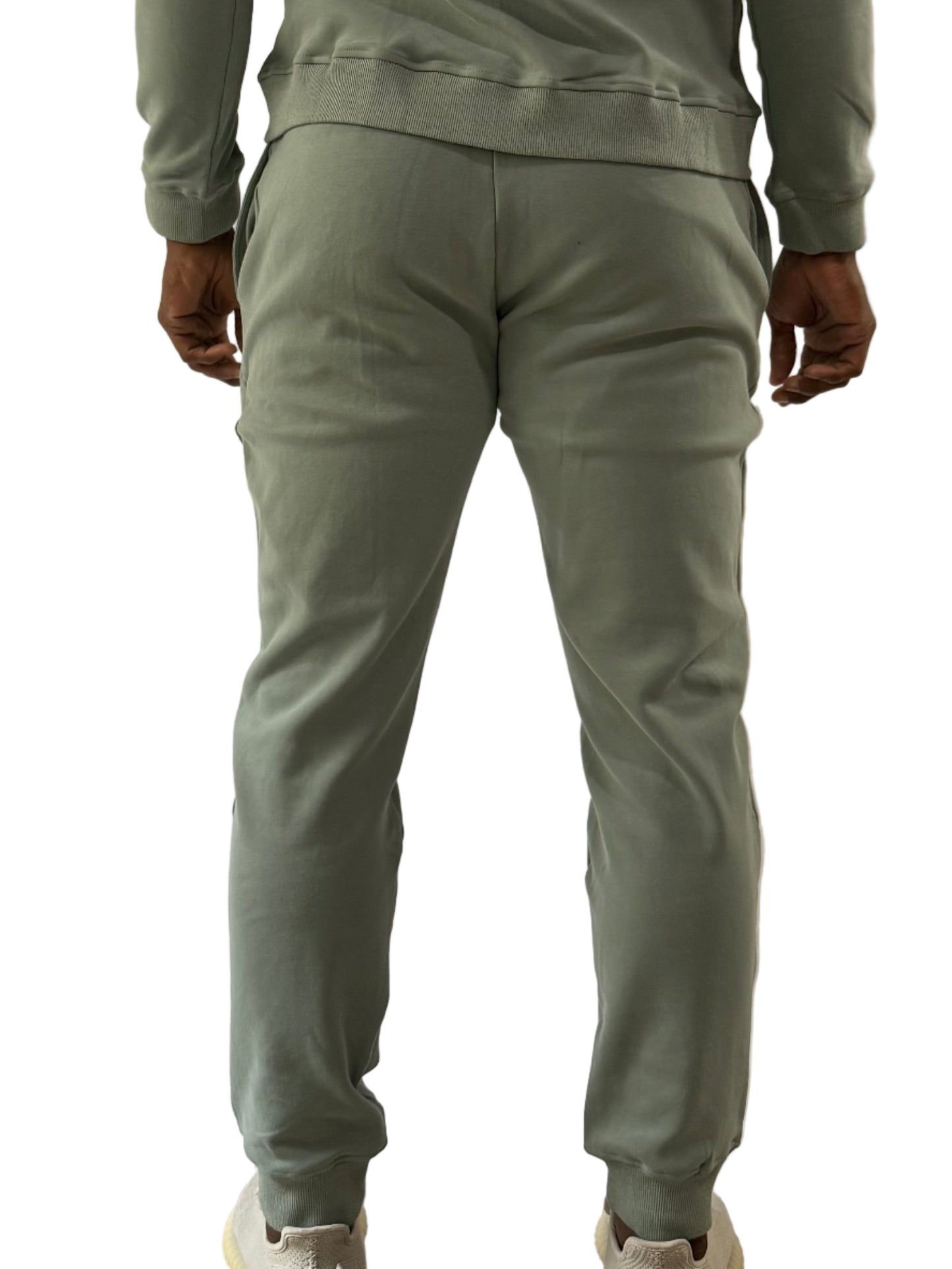 Inherit Noir AeroLuxe Joggers in Fog. Flat-lay product detail.