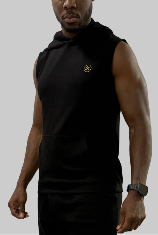IN Sleeveless Hoodie (Black)