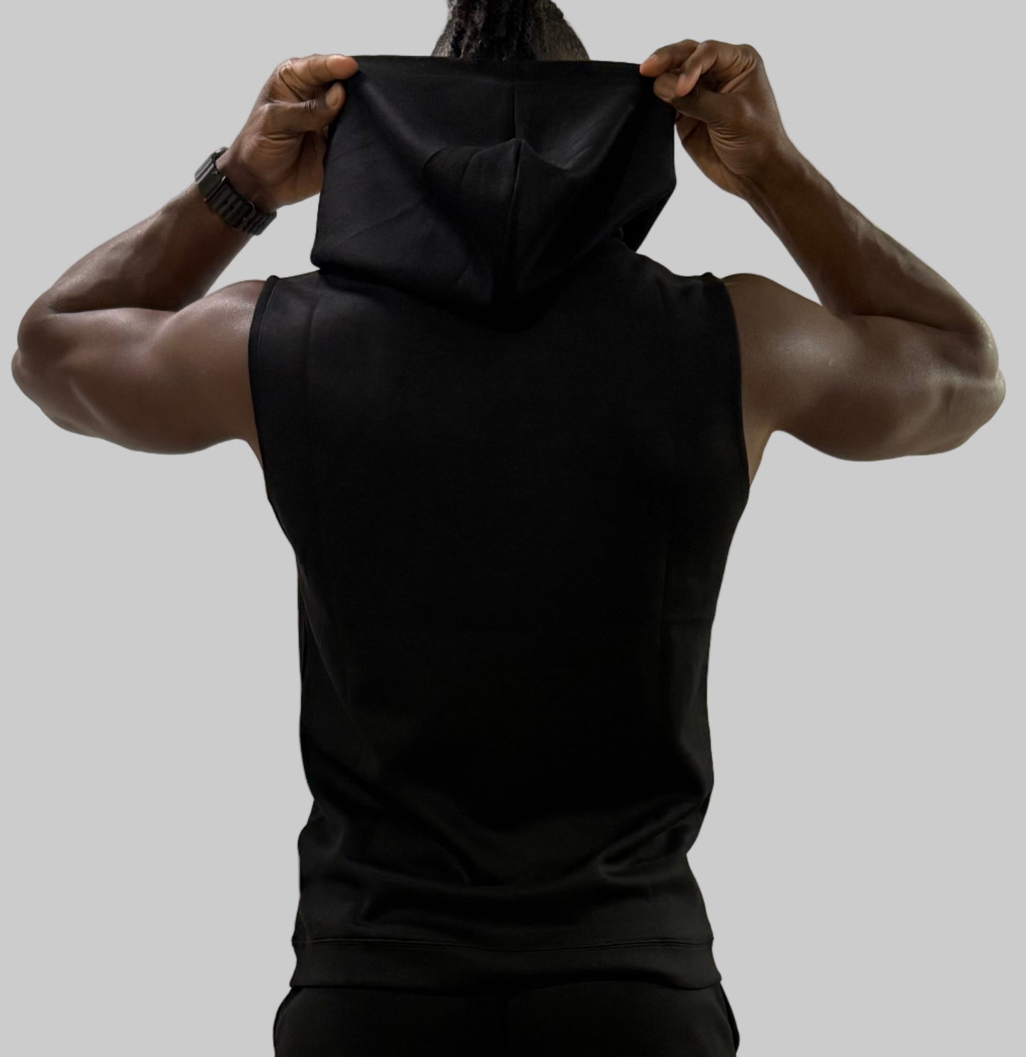IN Sleeveless Hoodie (Black)