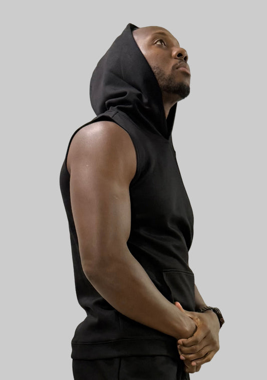 IN Sleeveless Hoodie (Black)