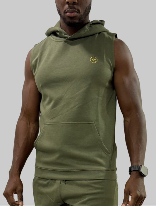 IN Sleeveless Hoodie (Olive)