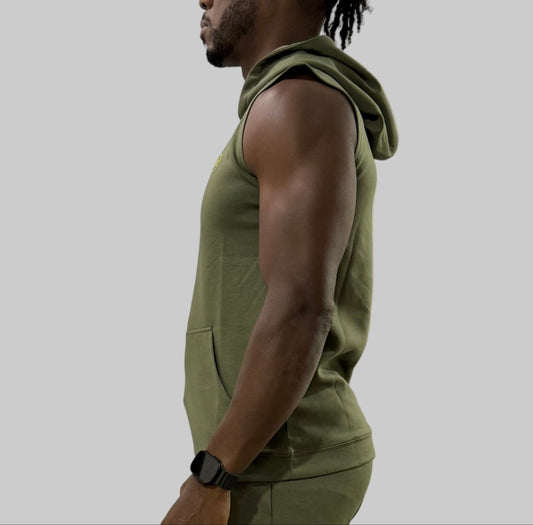 IN Sleeveless Hoodie (Olive)