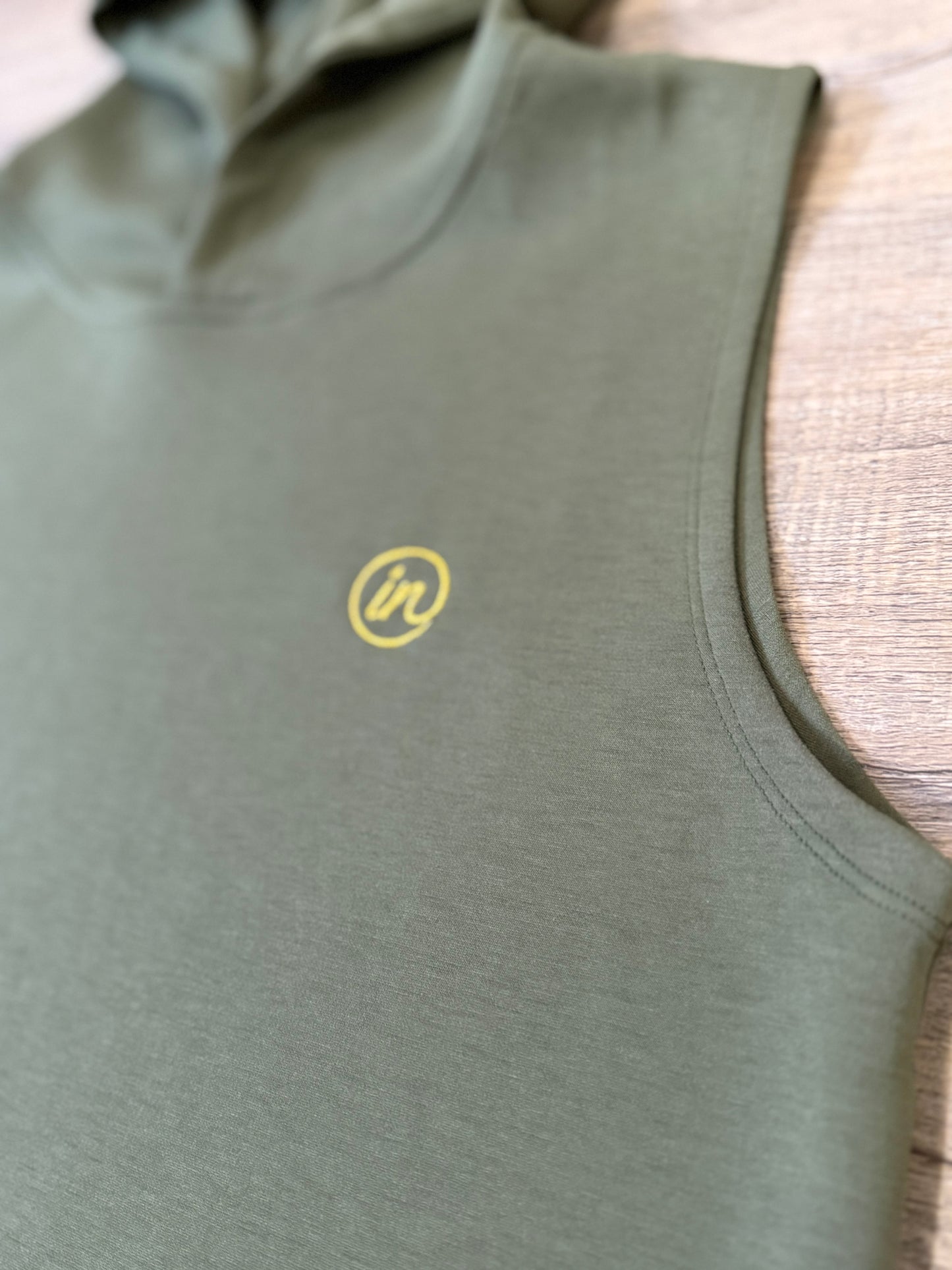 IN Sleeveless Hoodie (Olive)