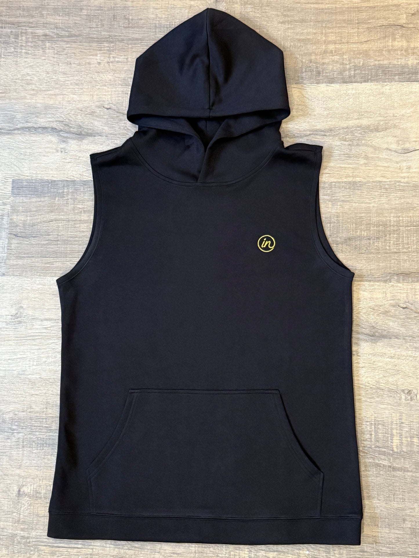 IN Sleeveless Hoodie (Black)
