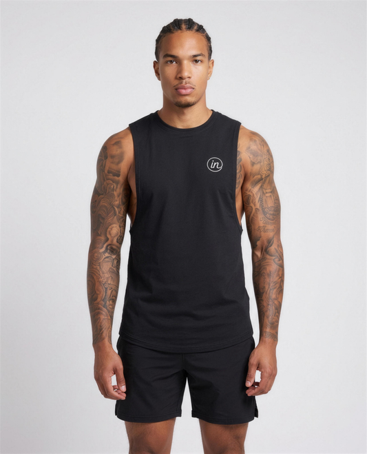 IN Motion Tank Black — studio front on-model