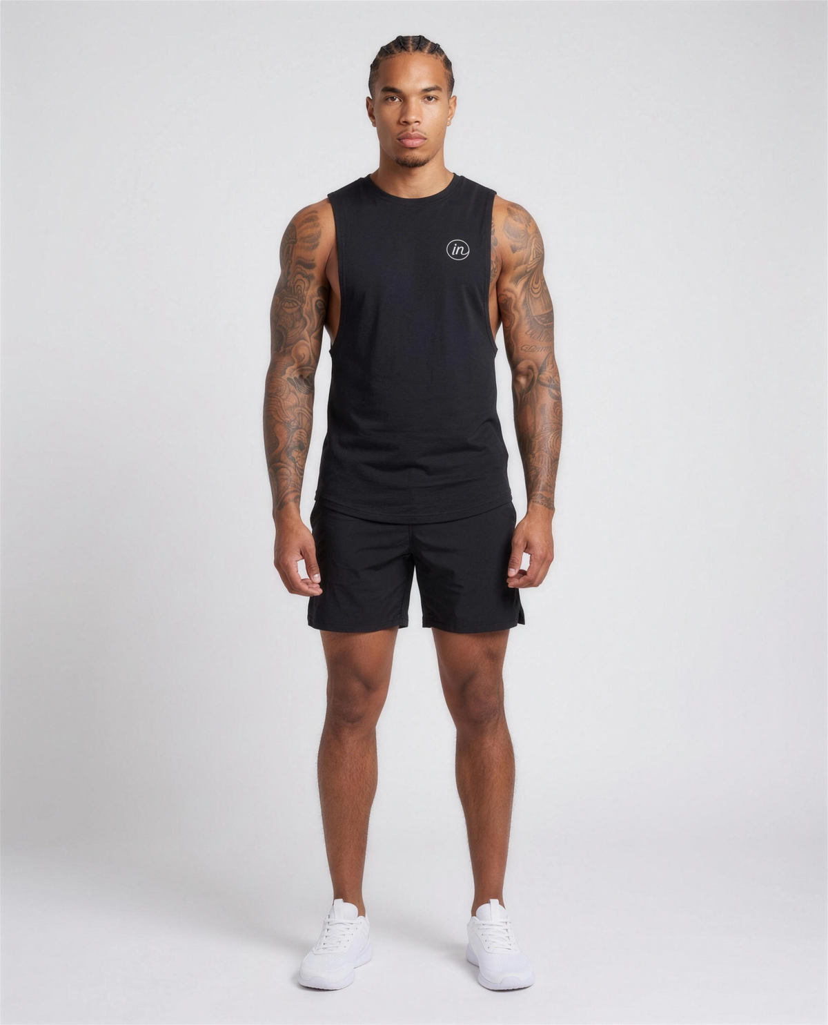 IN Motion Tank Black — studio full length on-model