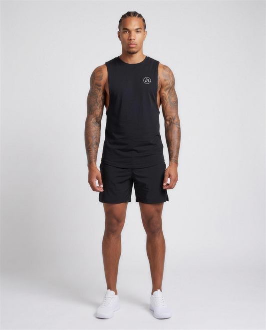 IN Motion Tank Black — studio full length on-model