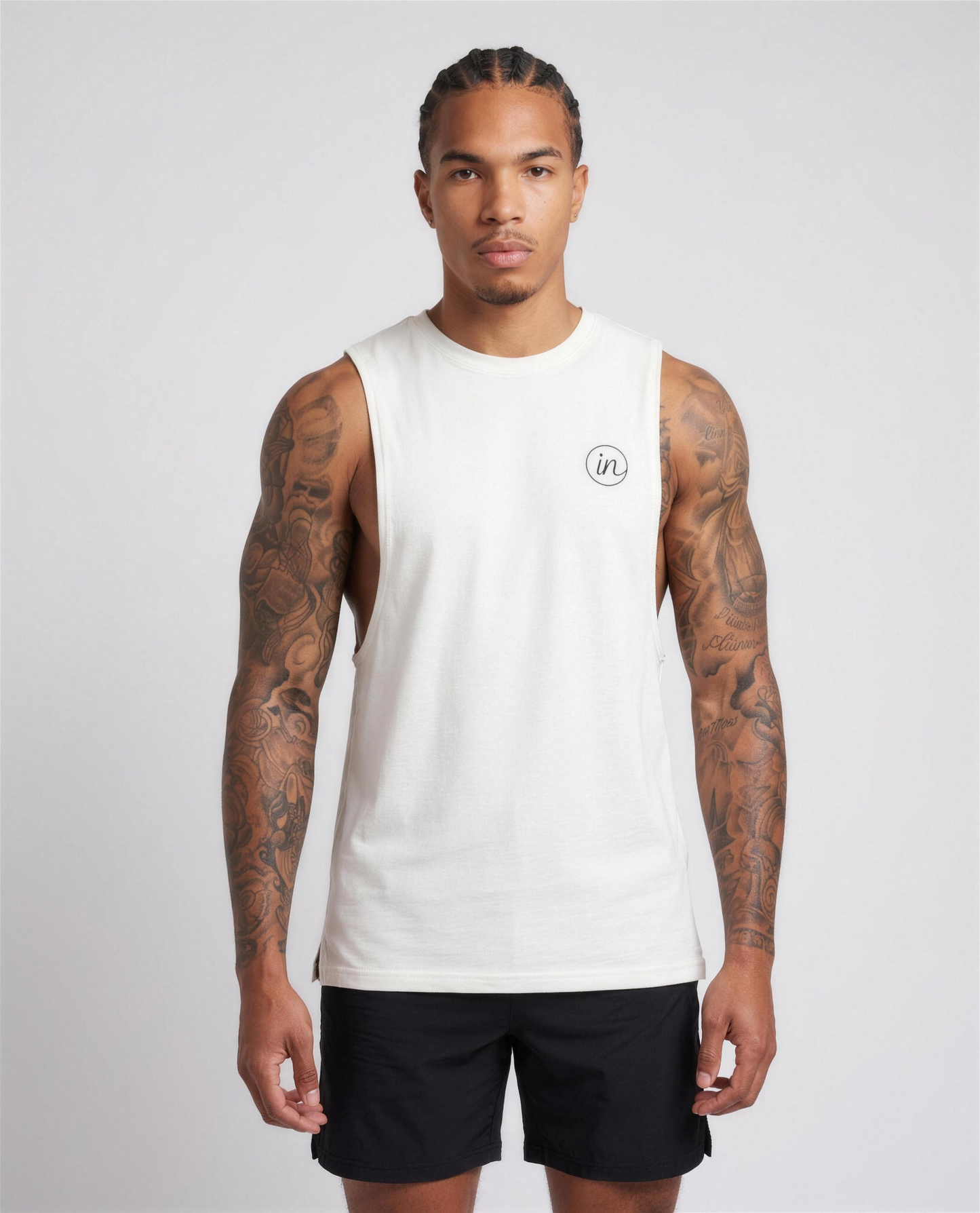 IN Motion Tank White — studio front on-model