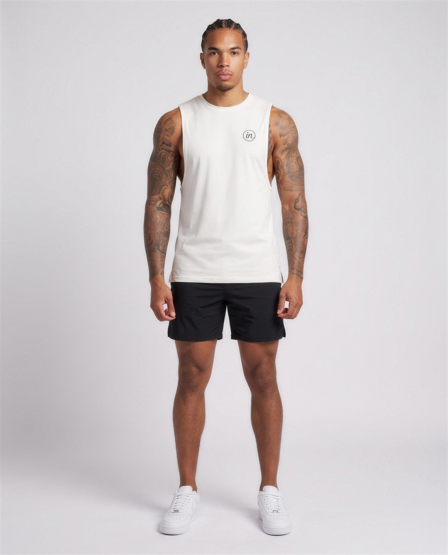 IN Motion Tank White — studio full length on-model