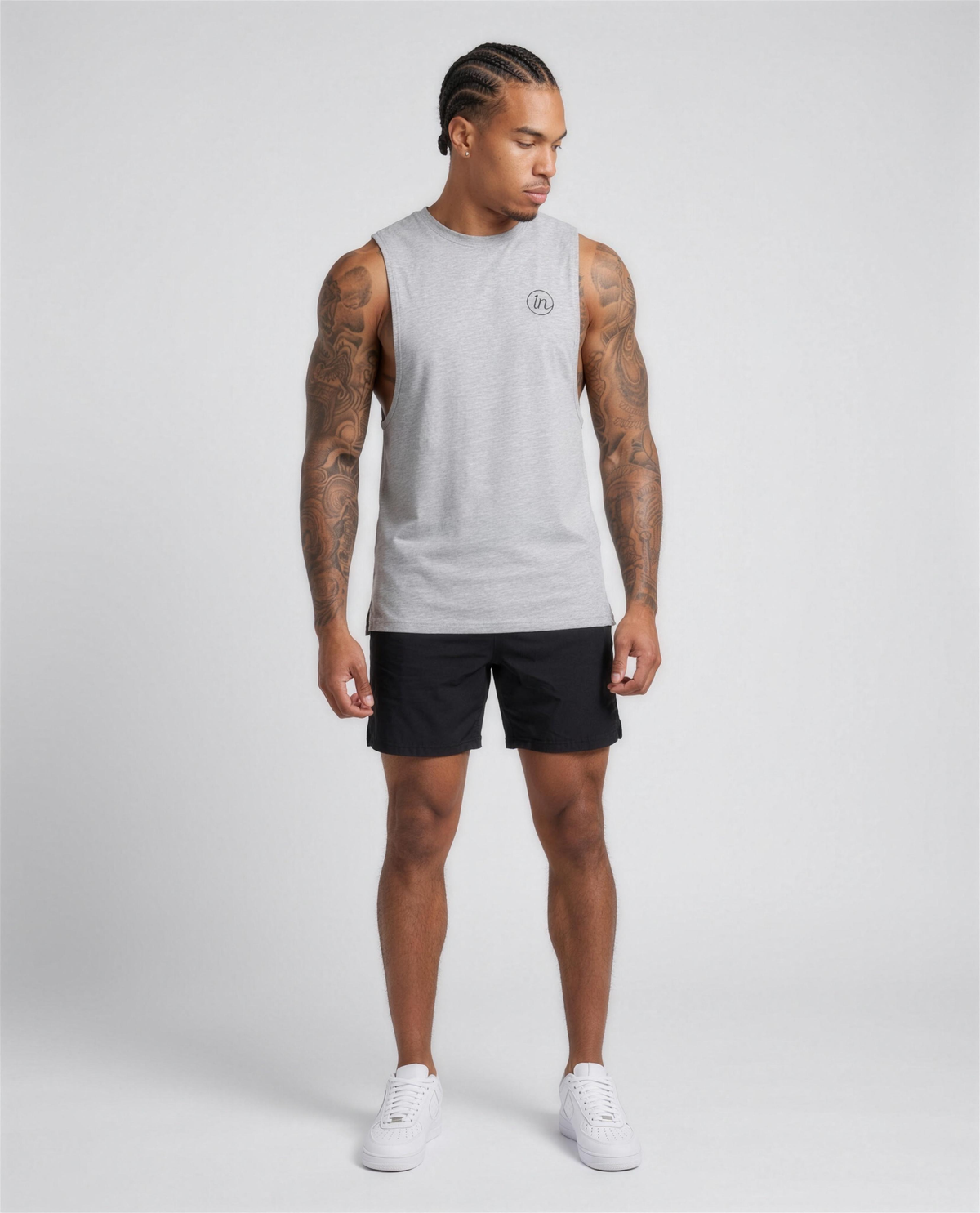 IN Motion Tank Grey — studio full length on-model