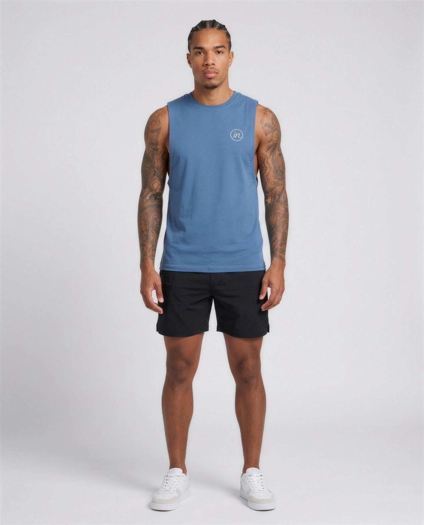 IN Motion Tank Blue — studio full length on-model