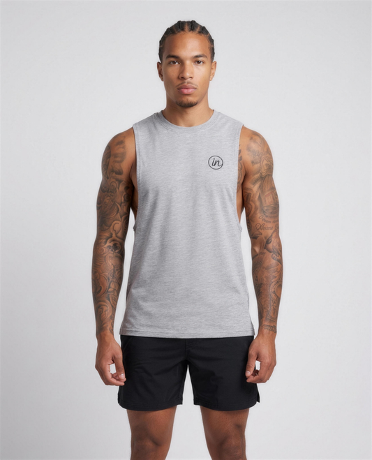 IN Motion Tank Grey — studio front on-model